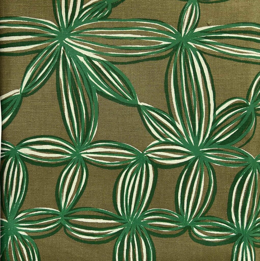 Bradley - Wildflowers on green linen (per 1m)