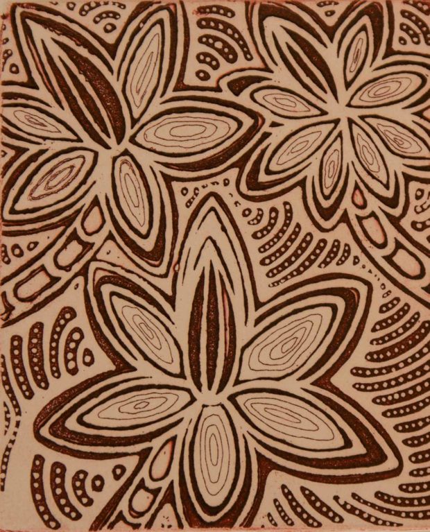 Merrepen Arts Aboriginal artist AnnCarmel Mulvien print Flowers