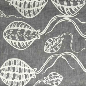 Gracie Kumbi - Stingrays on grey marle linen (per 1m)