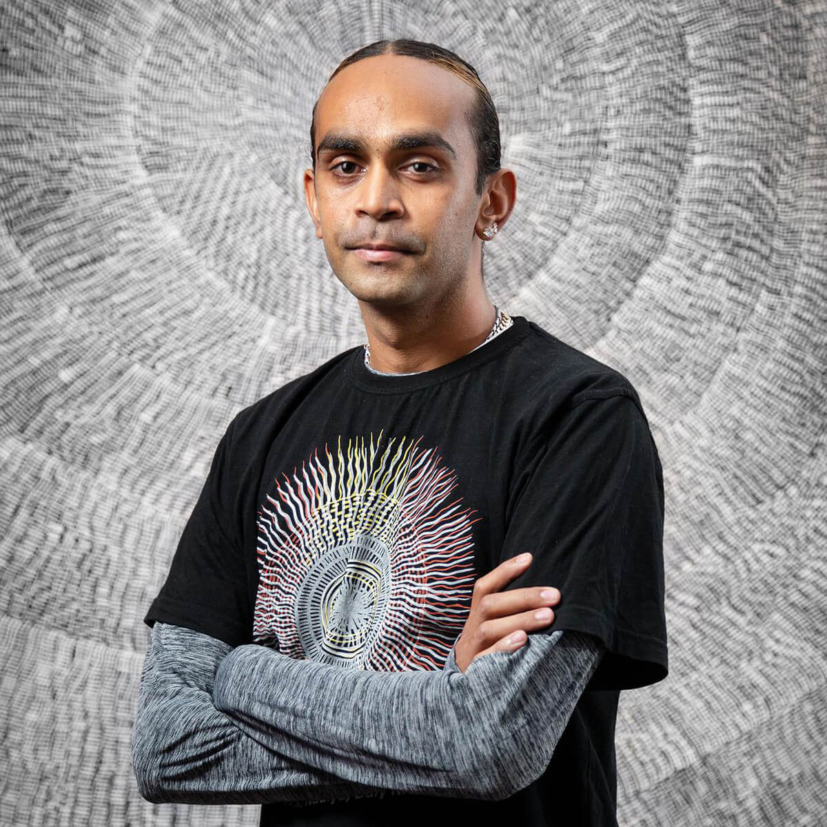 Kieren Karritpul - Fish Nets on turquoise linen/cotton (per 1m) - Image 4