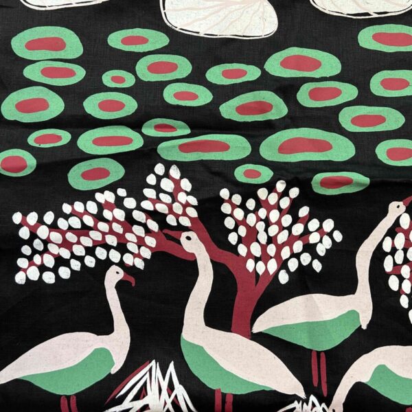 Kieren Karritpul - Magpie Geese on black linen (1m)