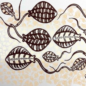 Gracie Kumbi - Stingrays on ivory - Panel