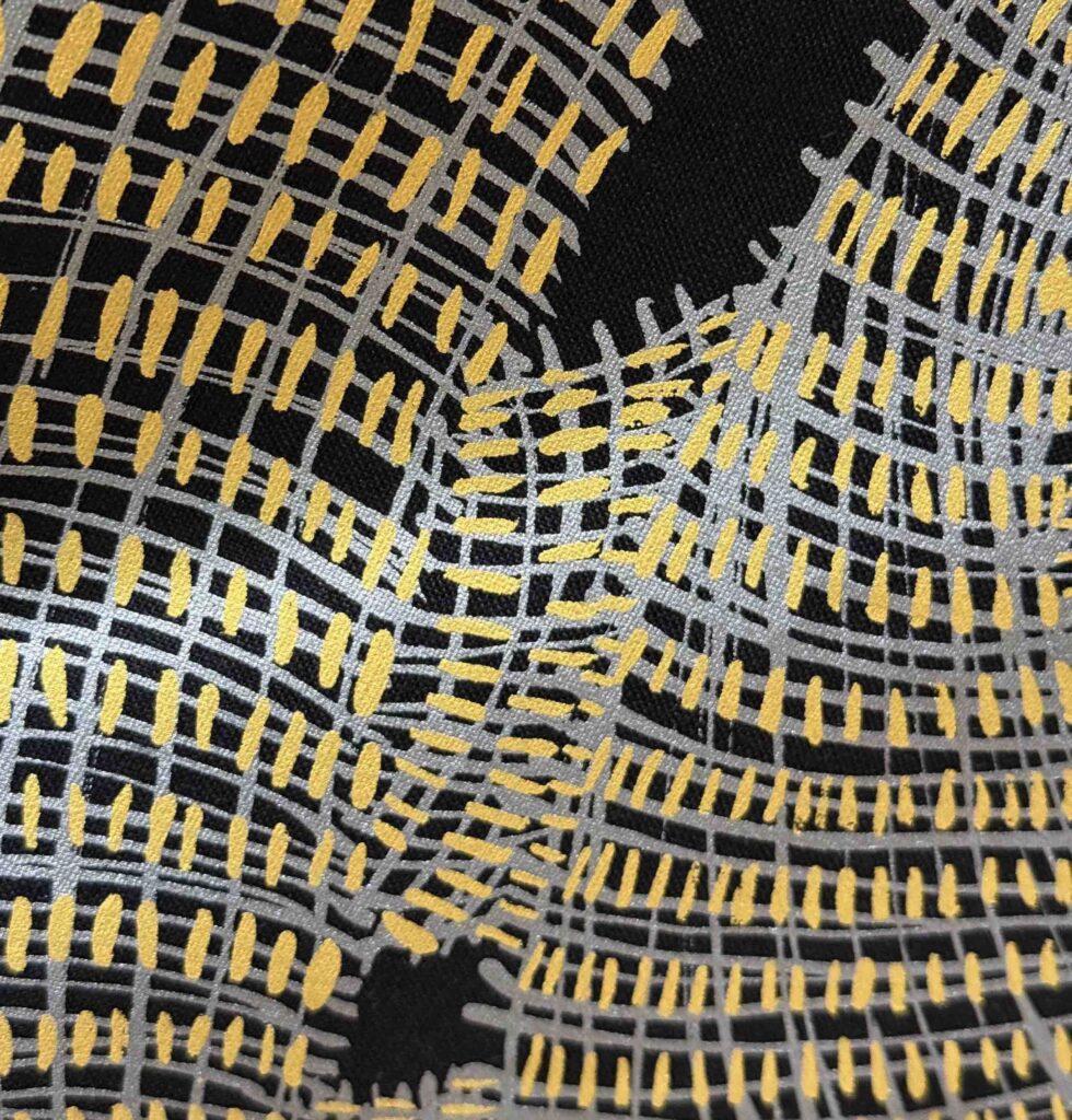 Marita Sambono - Bush Brooms on black linen (per 1m)