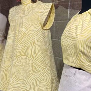 Marita Sambono - Fire on lemon linen (per 1m)