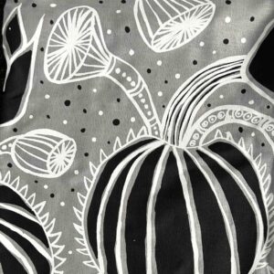Nola Jimarin - Water Lilies on black linen (per 1m)