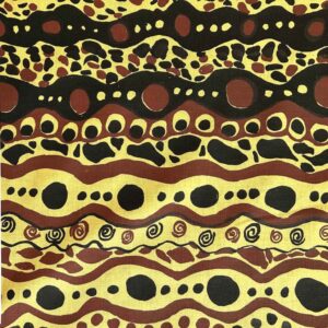 Susan Nurra - Dry Season on yellow ochre linen (per 1m)