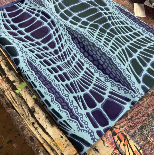 Aaron McTaggart - Crocodile Skin on blue linen (2m) - Image 2