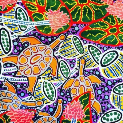 Merrepen Arts Aboriginal artist Henry Sambono's botanical painting.