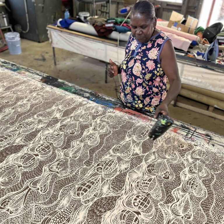 Nola printing her own desigh - yams