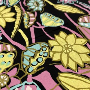 Patricia Marrfurra - Billabong on black linen (per 1m)