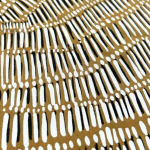 Kieren Karritpul - Fish Nets on mustard linen/cotton (per 1m)