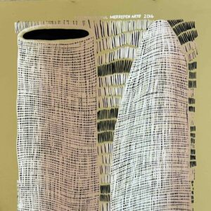 Kieren Karritpul - Fish Traps on yellow ochre canvas - Panel