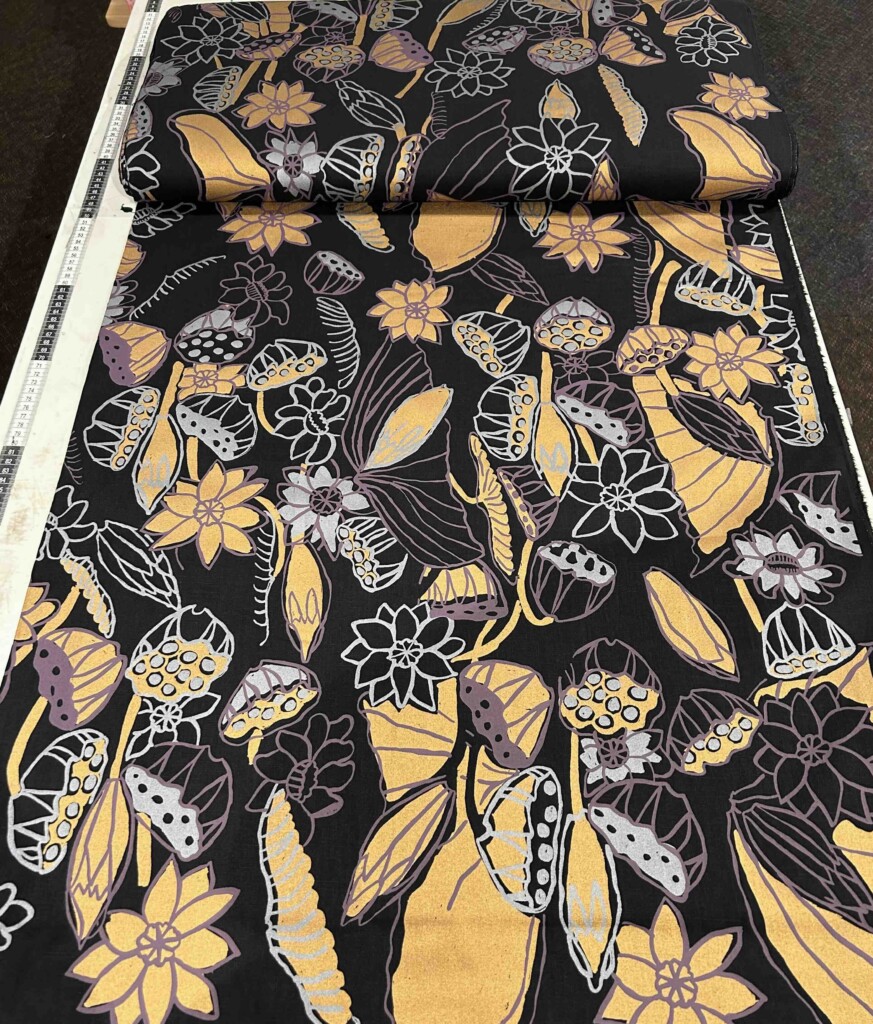 Patricia Marrfurra - Billabong metallics on black linen (per 1m) - Image 3